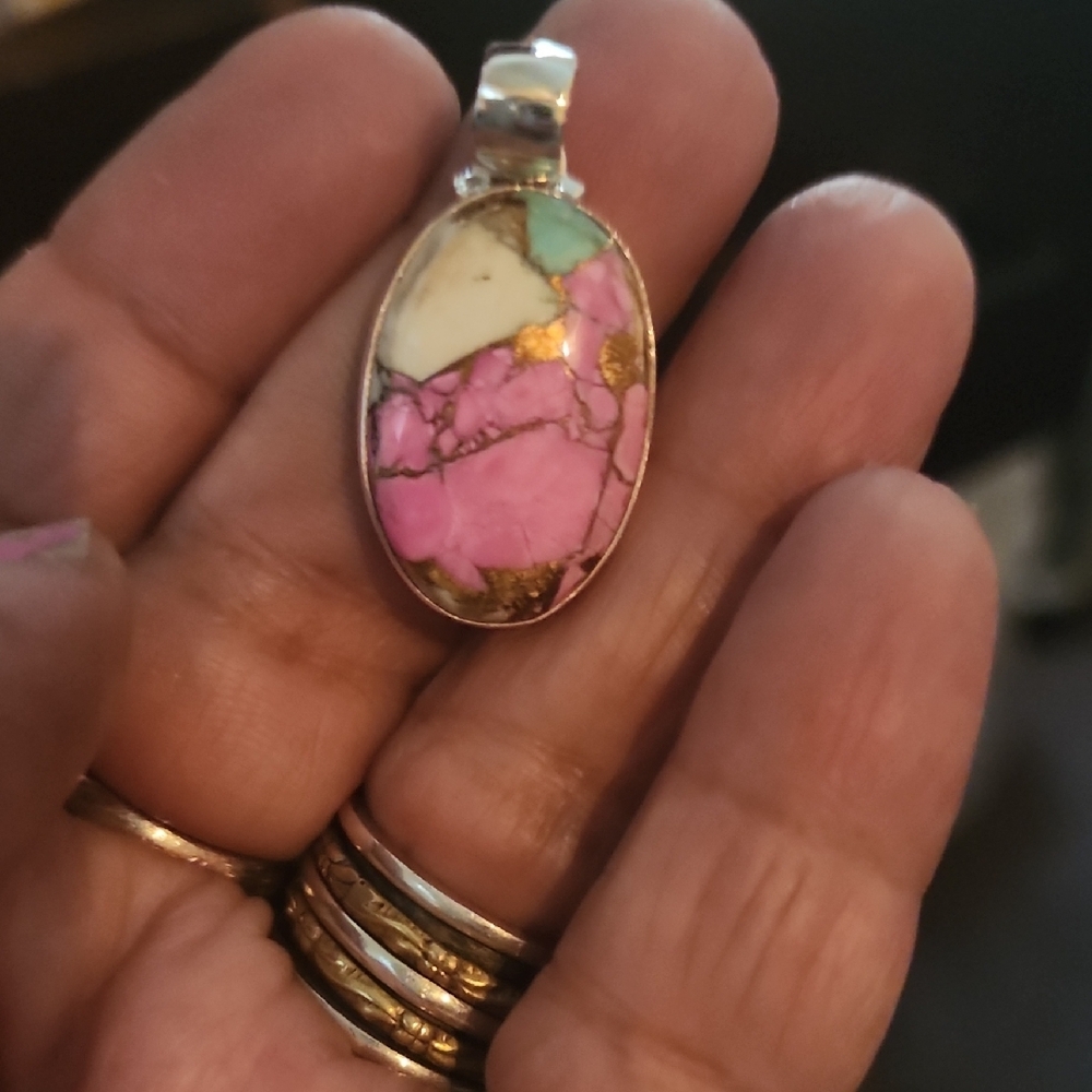 Pink and Gold Pendant Necklace